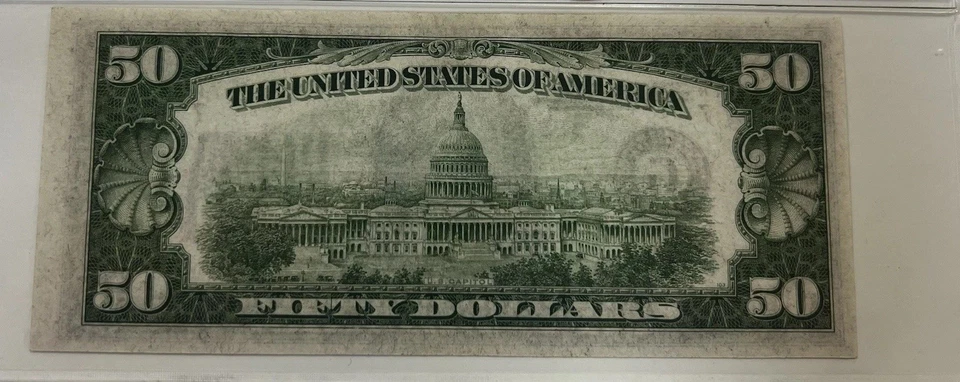 1934 $50 Bill Federal Reserve Note Chicago Bank PMG 64 EPQ Julian & Morgenthau - Image 2 of 3