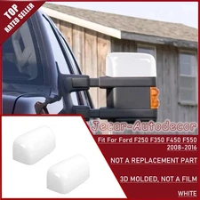 White Top Half Mirror Cover Trim Towing Decor For Ford F250 F350 F450 F550 08-16