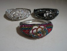 Women Flower Silver Black  Multicolor Fashion Stone Party Bridal Cuff Bracelet