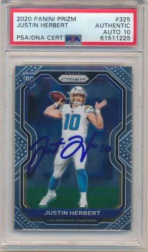JUSTIN HERBERT 2020 PANINI PRIZM 325 RC SIGNED AUTOGRAPH PSA 10 GEM MINT AUTO SP