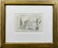 Original 1993 Paul Resika French Landscape Provence Pencil Drawing Paper SIGNED