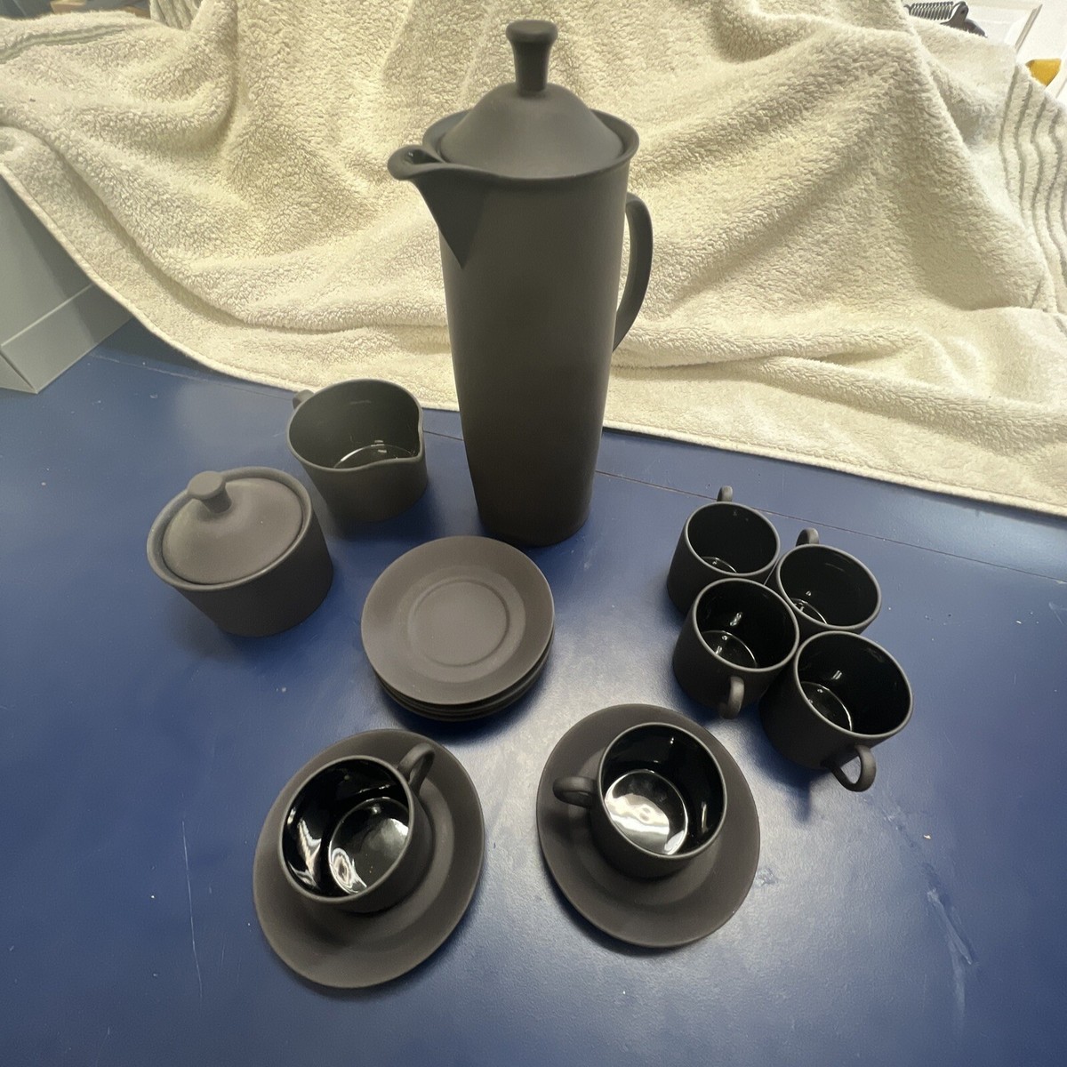 WEDGWOOD BLACK BASALT JASPERWARE, MATTE, COFFEE SET for 6. | eBay