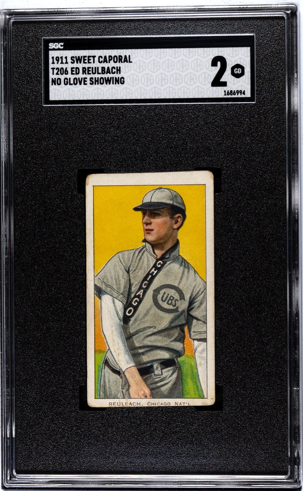 1909-11 T206 White Border Ed Reulbach No Glove SC 350-460 Chicago Cubs SGC 2 GD