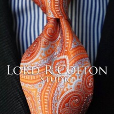 Lord R Colton Studio Tie - Brilliant Orange Tapestry Woven Silk Necktie NEW