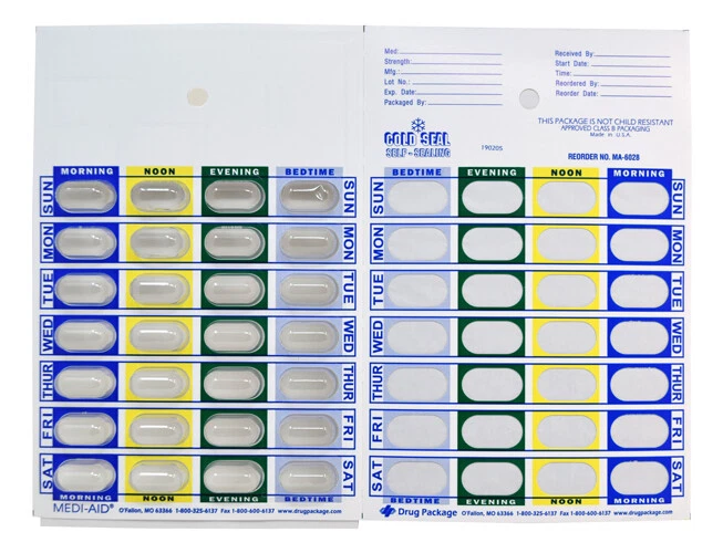 Cartões sistema blister medicação selo frio semanal 4 vezes por dia (pacote com 6) - Imagem 4 de 4