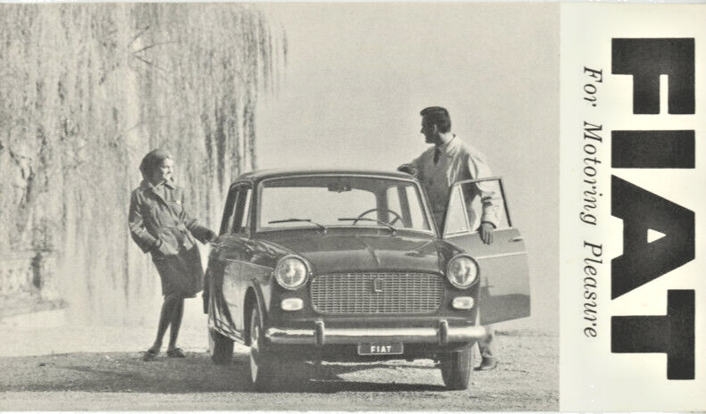 Vintage Circa 1965 Fiat 600D, 1100D and 1500 Spider Black & White Brochure