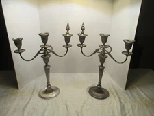 2 International Silver Silver Plate 3 Light Candelabra INCOMPLETE Goth Castle