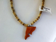 Ethnic Tribal Hawaiian Wooden Shark Surfer Necklace 18" Gift USA Seller New
