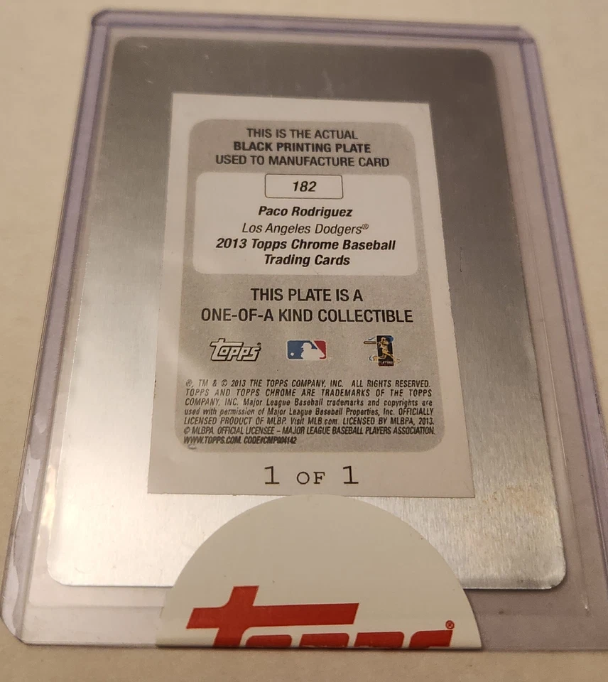 2013 Topps Chrome Black Printing Plate Paco Rodriguez Rookie Autograph True 1/1 - Image 2 of 2