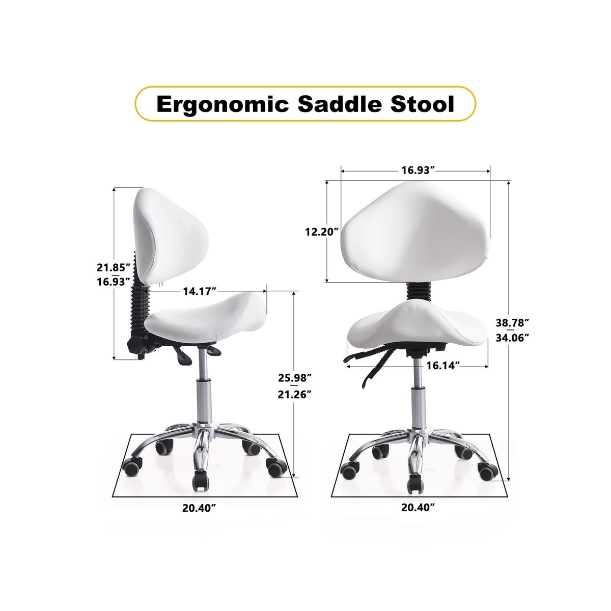 Saddle Stool Chair Rolling with Back Esthetician Chair for Lash