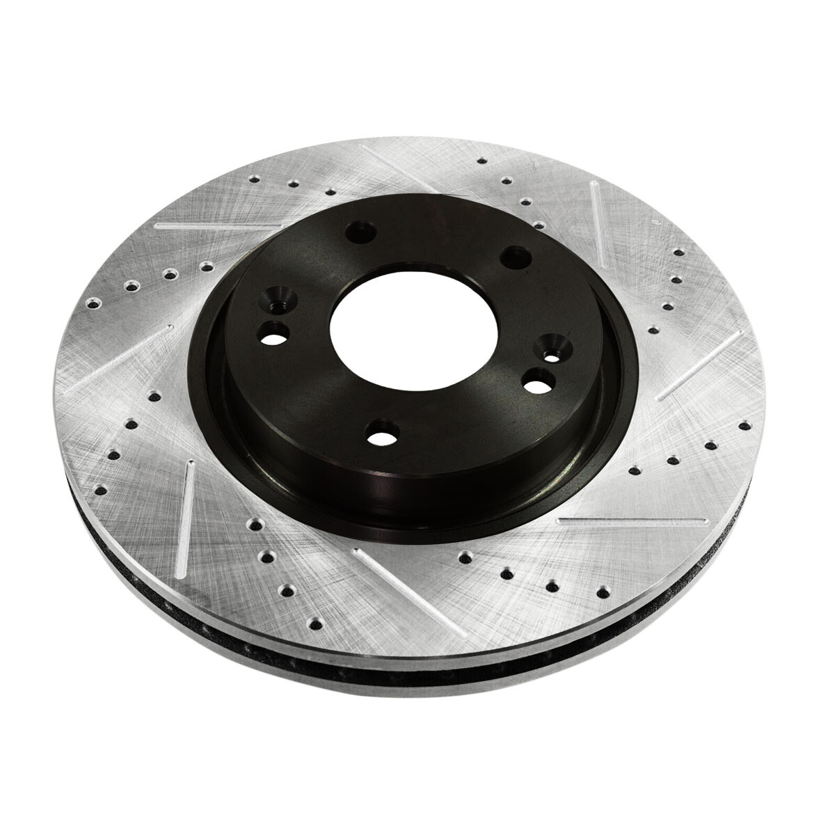 Front Drilled Slotted Brake Rotors Black Pair 2 for Hyundai Sonata Kia