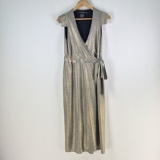 The Rushing Hour wrap dress womens size M bronze metallic midi sleeveless 110359
