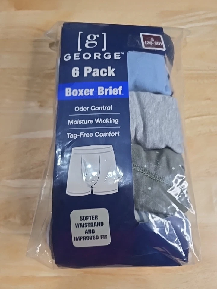 Calzoncillos boxer George de pierna regular para hombre, paquete de 6 talla pequeña (28-30) Foto 4 de 4