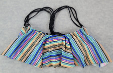 Victorias Secret PINK Neon Aztec Knotted Flounce Ruffle Bikini Swim Top Womens M