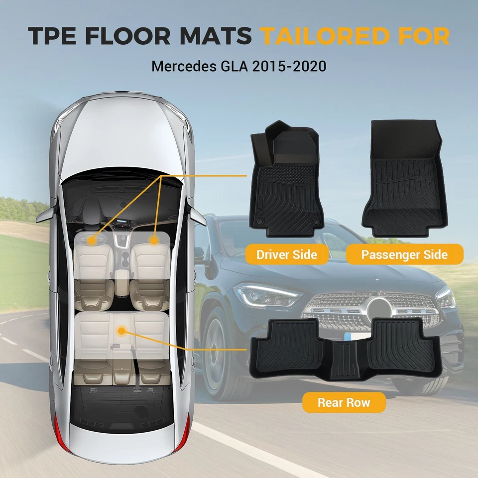 Floor Mats for Benz GLA 2015-2020 TPE All Weather Liner Fit Mercedes Benz GLA - Image 4 of 4