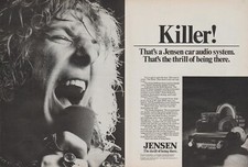 1979 Jensen Stereos - Car Audio System-"Killer" Rock Singer-2Page Print Ad Photo