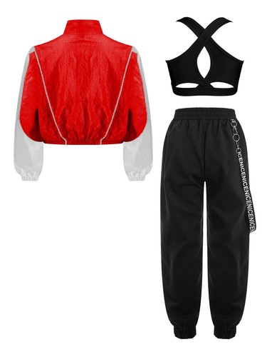 Kids Girls Crop Tops With Pants Active Tracksuit Performance Sweatsuit Youth - Picture 49 of 59