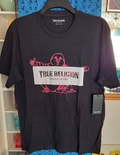 Image of TRUE RELIGION Buddha Box Arch Logo T-shirt in Black, Men's Size Large