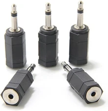 5-Pack 3.5Mm Male to 2.5Mm Female TS Mono Audio Adapter