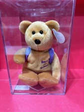 Books The Bear With PurpleBackpack Ty Beanie Baby - MINT Retired back to school