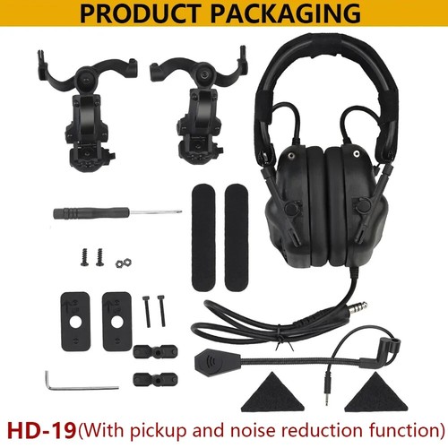 New Tactical Headset Noise Reduction Headset for Helmet Head Mounted 2 in 1 - Zdjęcie 12 z 21