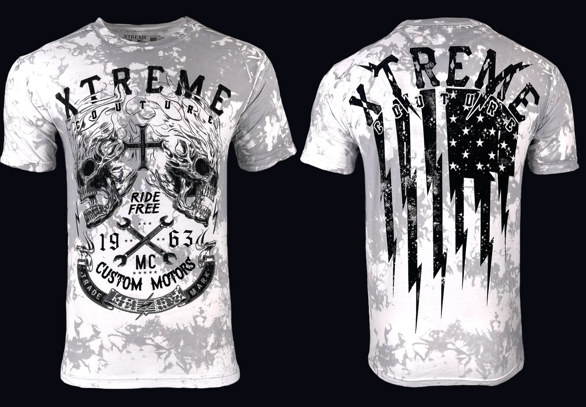 Xtreme Couture By Affliction Men's T-shirt Blazing Roadway Skull S