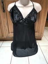 Seductive Wear by Cinema Etoile Black Sheer Babydoll Nightdress Satin Cups Sz L