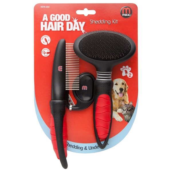 Mikki Dog Grooming Brush Shedding Flea Comb Coat Scissors Puppy