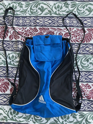 Adidas string back pack-blue, black, white | eBay