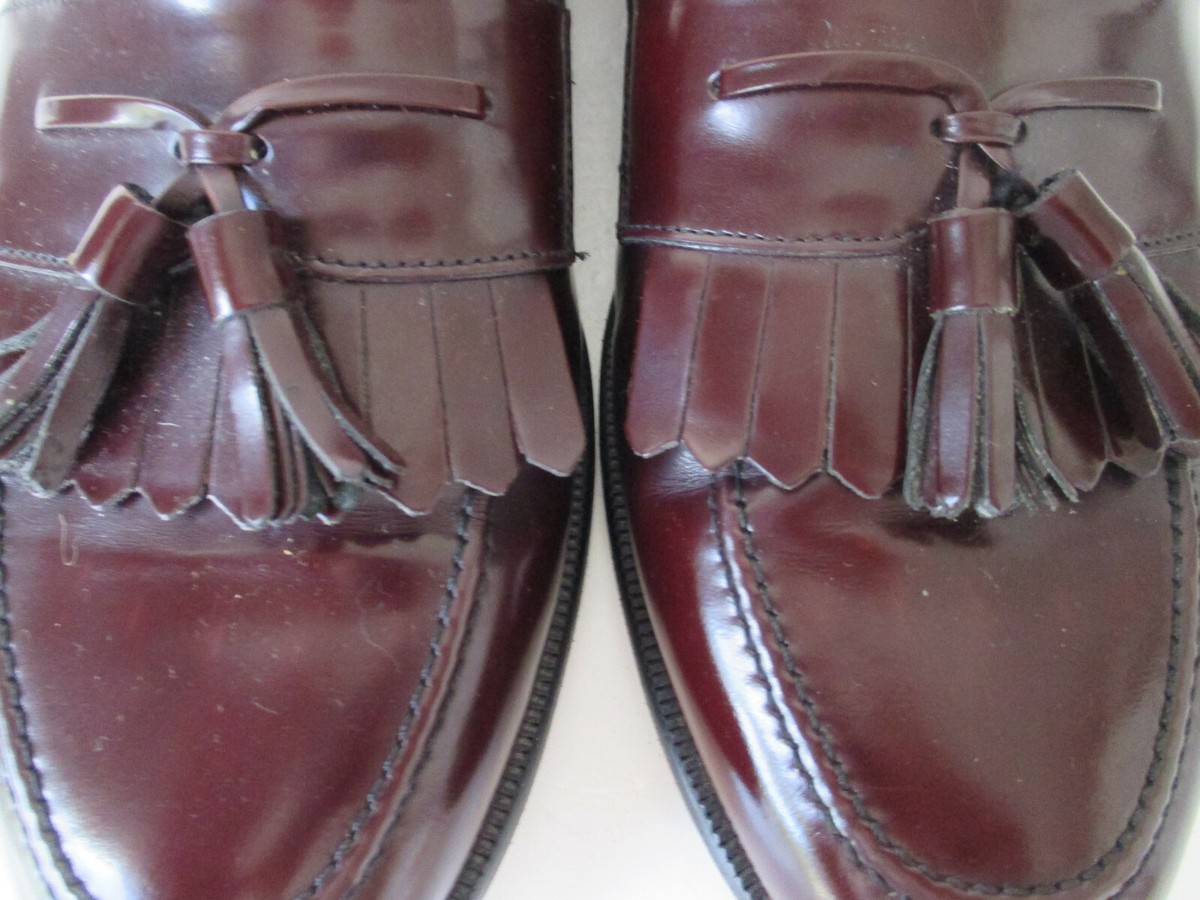 Mezlan Mens Leather Tassel Loafers Size 10.5M Burgundy 