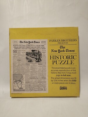 1968 Vtg Parker Brothers New York Times Historic Puzzle Israel 6 Day War Sealed