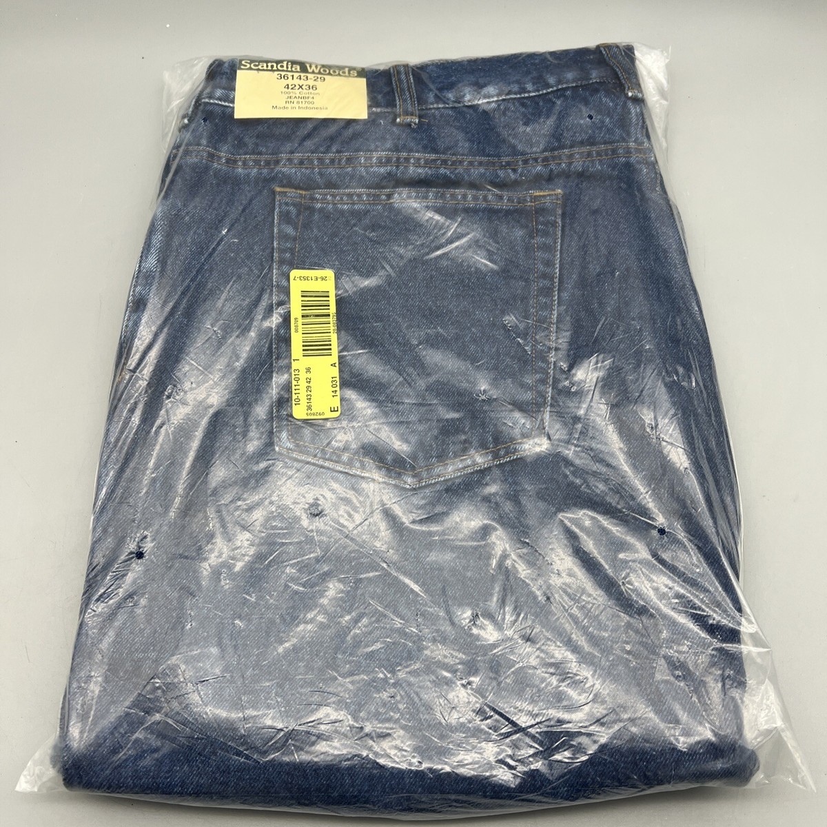 New Pair Of Scandia Woods Size 42x 36 Mens Blue Denim Jeans 100