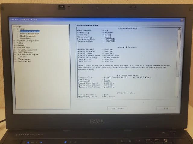 Dell Latitude E6510 Intel Core i3 M 370 2.4GHz 4096MB Laptop No HDD Case Damage - Image 2 of 4
