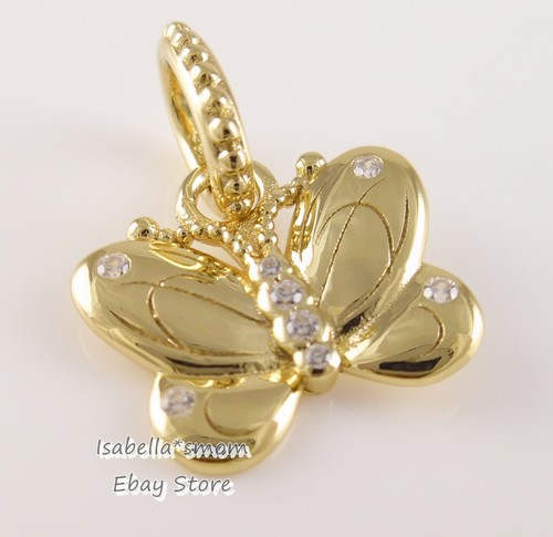 DECORATIVE BUTTERFLY Authentic PANDORA GOLD Pendant 367962CZ | eBay