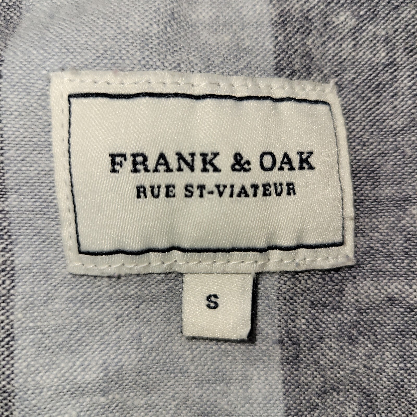 Frank and Oak Shirt Button Up Bluish Gray Linen Cotton Blend Small
