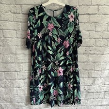 PREOWNED OLD NAVY GREEN FLORAL JUNGLE PRINT DRESS WOMENS PLUS SIZE XXL