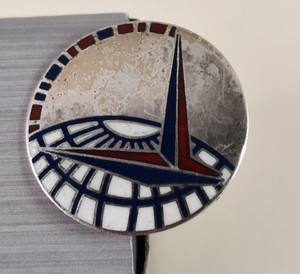 Vintage 1939 World's Fair Art Deco Sterling Silver & Enamel Pin 1-1/8" 6 grams