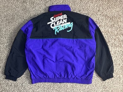 Vintage 90s Castrol Super Clean Racing Colorblock Windbreaker Jacket Sz XL USA
