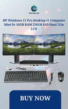 HP Windows 11 Pro Desktop i5 Computer Mini Pc 16GB RAM 256GB SSD Dual 22in LCD