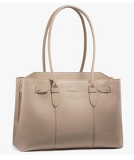 Khaki Laptop Tote Bag for Women, 15.6 Inch Waterproof Leather Work Computer Bag