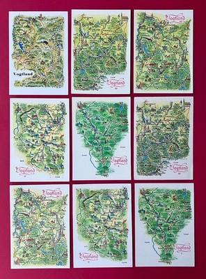 9 x DDR AK Landkarte 1970 - 88 Vogtland verschiedene Varianten    ( 170596