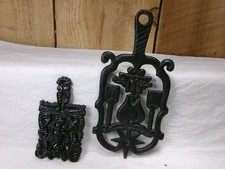 Lot of 2 Vintage Cast Iron Kitchen Hot Plate Trivets