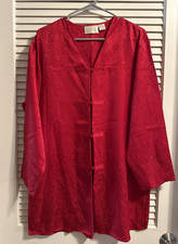 Vintage Victoria's Secret 100 Silk Red Kimono Size MEDIUM Gold Label Button