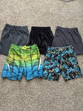 Lot of 2 Boys Swim Trunks 3 Sports Shorts Gym Athletic Pull On Size 5-6 XSmall
