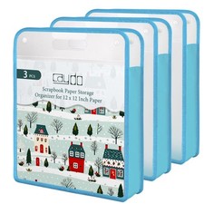 Scrapbook Paper Storage, 3 Pack Blue Expanding Paper Folio, Clear Portable 12...