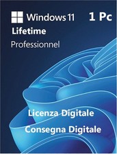 11 PRO SOLO PC A 64BIT PRODOTTO DIGITALE CONSEGNA IN GIORNATA SERIALE ORIGINALE