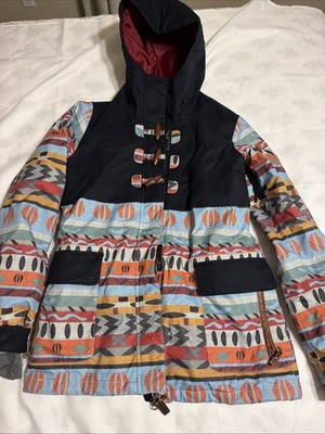Roxy Snowboard Jacket Women Medium  10K Multicolor Long Slim Fit Ski Coat