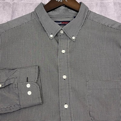 Roundtree & Yorke Button Down Mens 3XT Black White Excellent TravelSmart Check