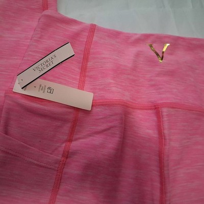 Victoria Secret Knockout  Dbl Side Pockets Pink Legging Size 4 Hidden Wais Pckt
