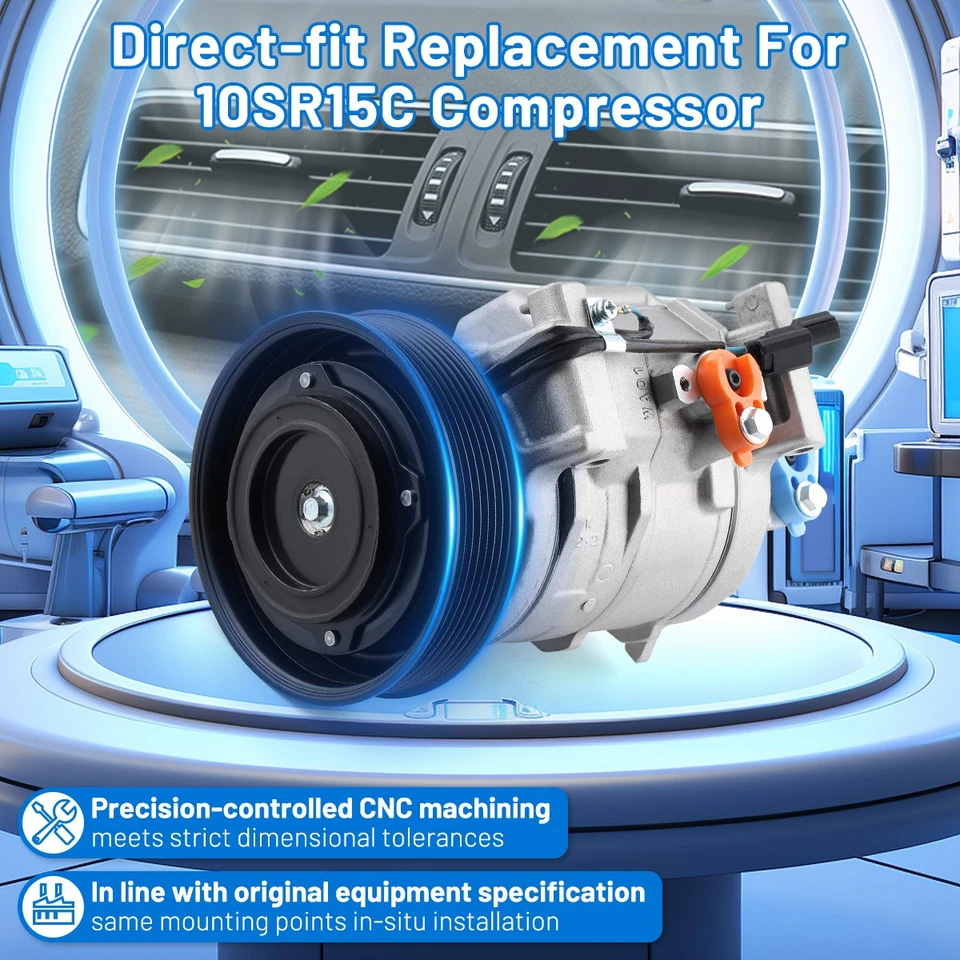 10SR15C AC Compressor For 2008-2012 Honda Accord 2012-2015 Honda Crosstour 2.4L Foto 2 de 4